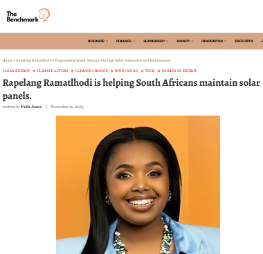 The Benchmark feature: Rapelang Ramatlhodi is helping South Africans maintain solar panels